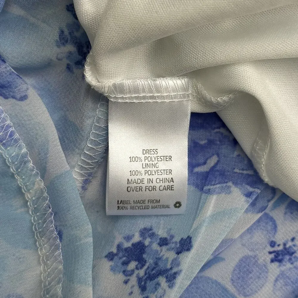 Knitworks Girls Blue Floral Halter Dress & White Denim Jacket Set Sz 6